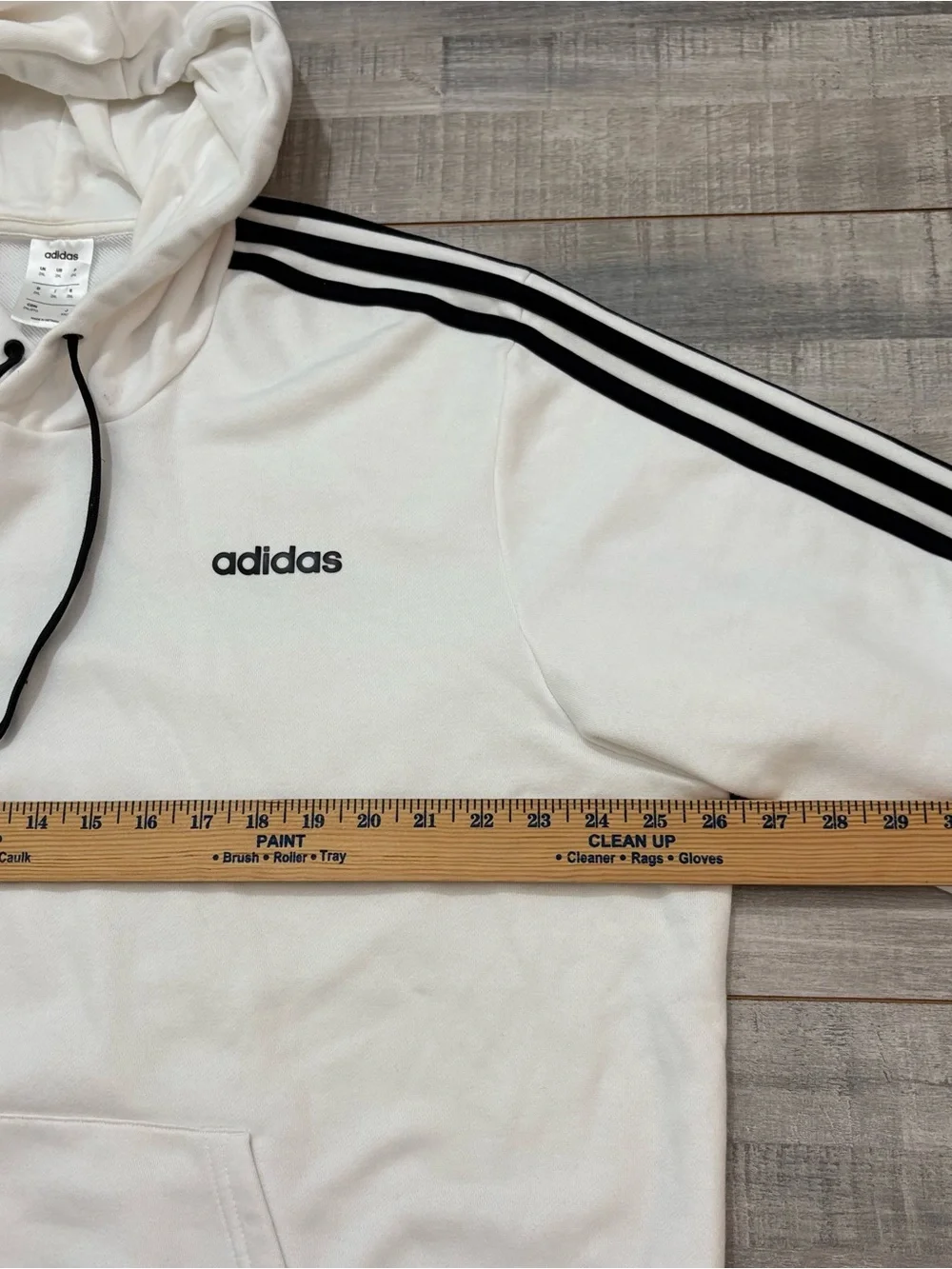 Adidas Men’s Hoodie Size 2XL White Black Fleece Activewear Long Sleeve 3 Stripe